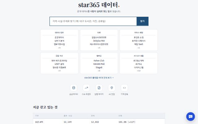 star365 데이터 첫 화면